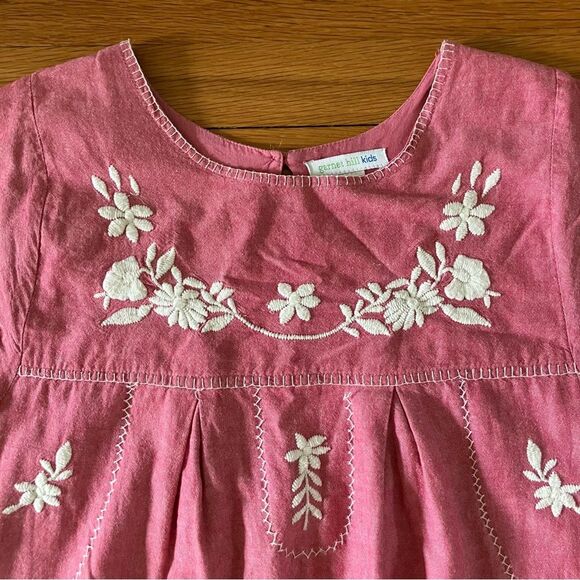 Garnet Hill Kids Red Embroidered Floral Cotton Beach Pool Vacation Cover Up 14 - Picture 3 of 9